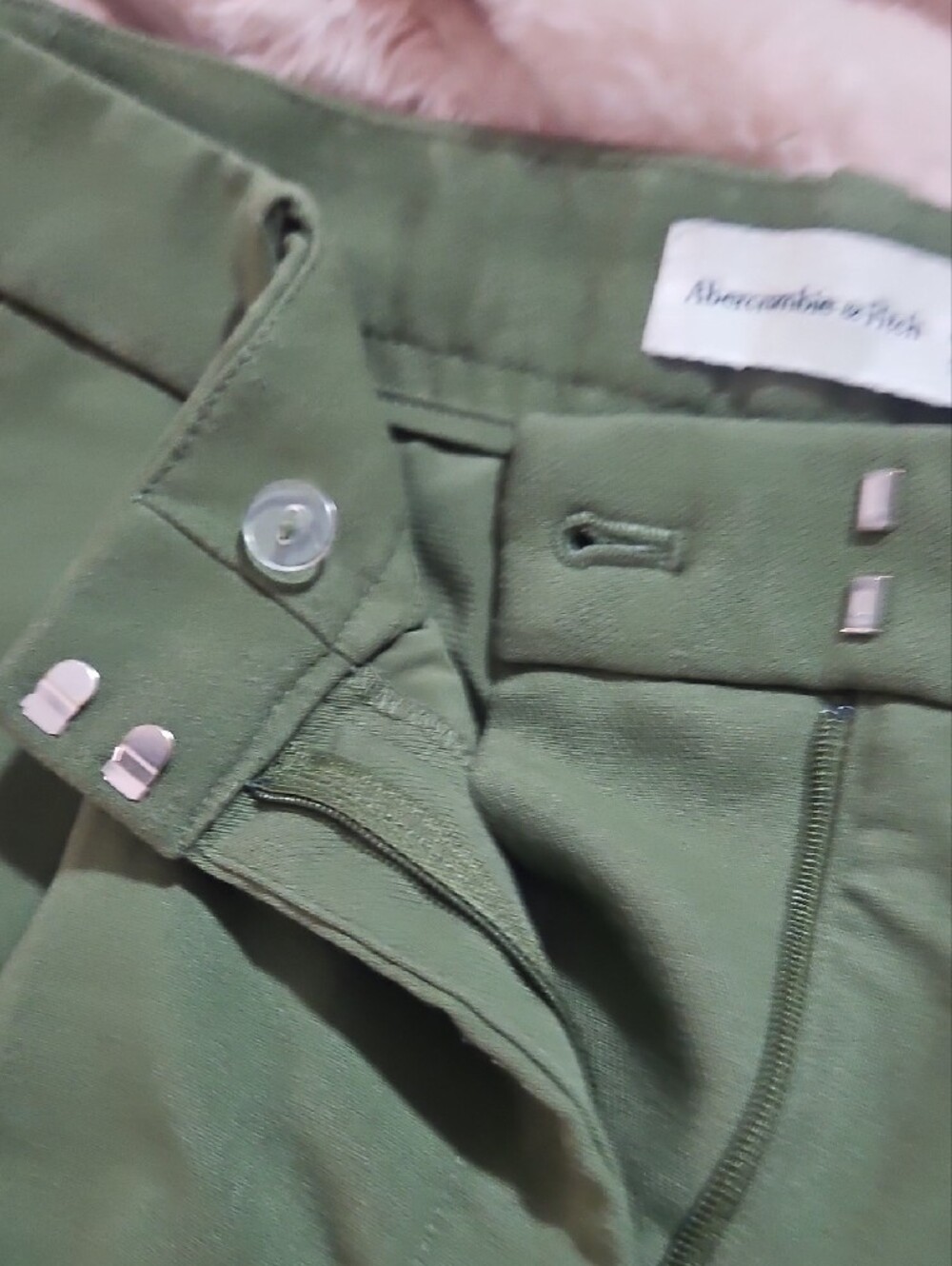 Abercrombie & Fitch Olive Green Straight-Leg Trousers - Picture 4 of 4
